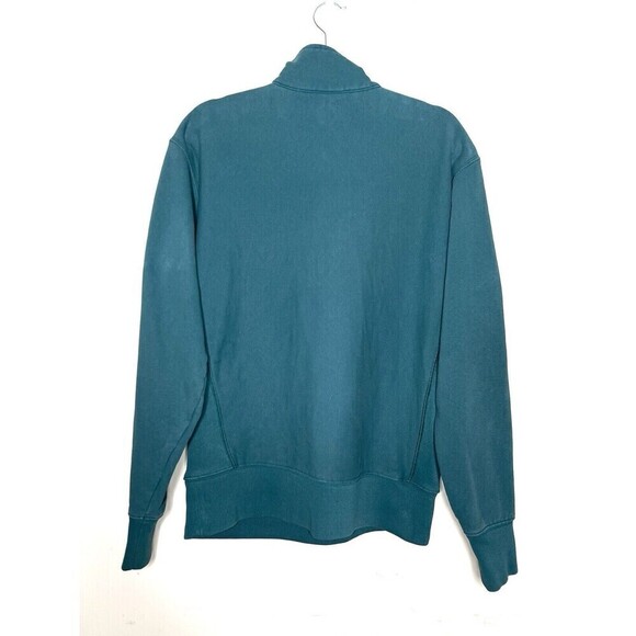 Champion Unisex Reverse‎ Weave Sweatshirt Jacket Teal 1/4 Zip Medium Cotton - Picture 2 of 9